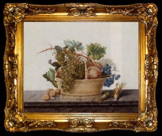 framed  Madame Elie Still life of fruit in a bowl,upon a stone ledge, ta009-2